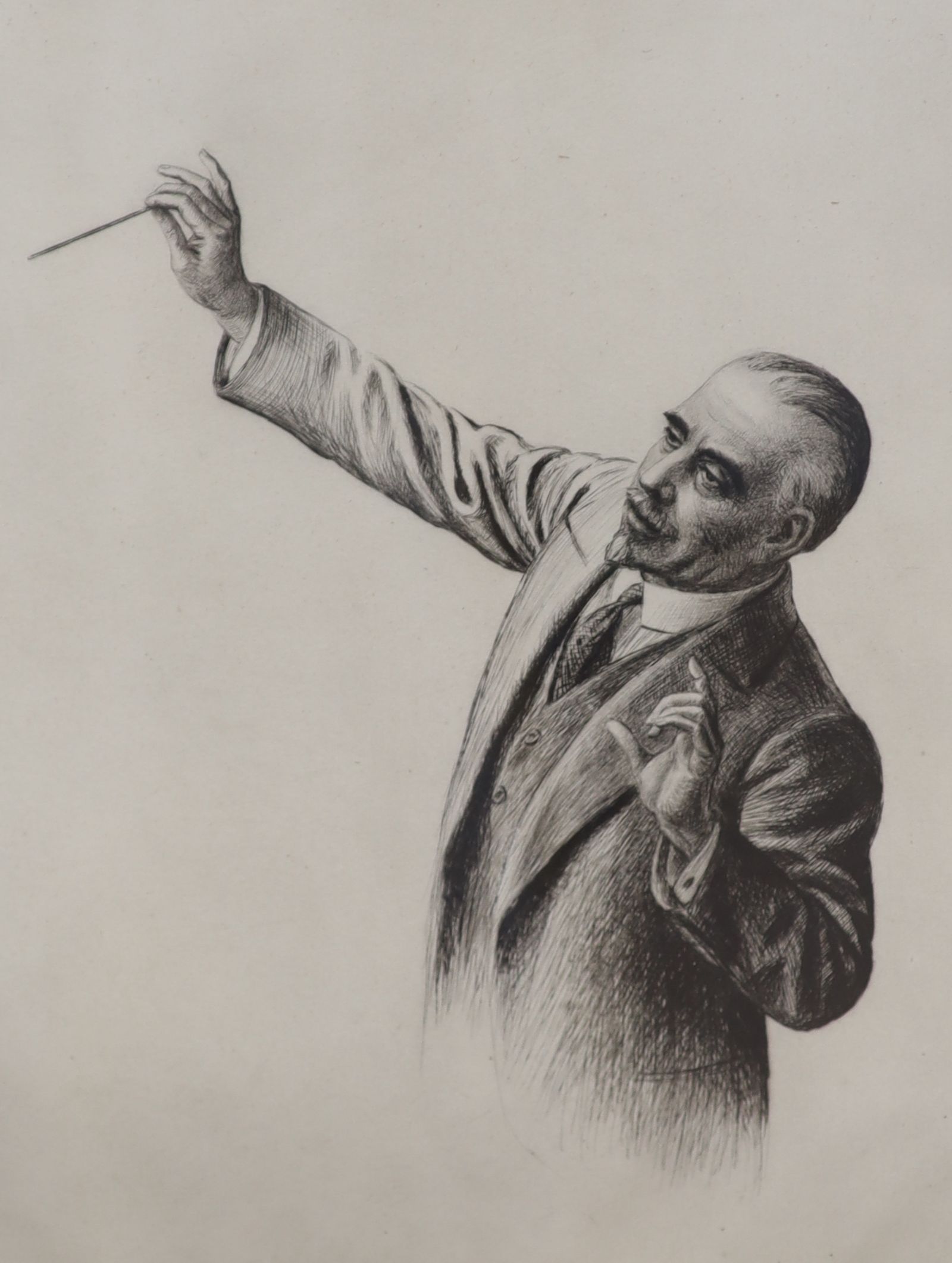 Enoch Fairhurst (1874-1945), etching, 'Sir Thomas Beecham Rehearsing', signed, titled and numbered 8/60, 30 x 22cm
